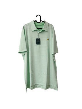 NEW Masters Light Green Striped Golf Short Sleeve Polo Shirt Mens XLarge